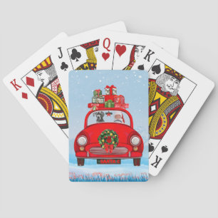 Jeu De Cartes Grand Chien Danois En Voiture Avec Le Père Noël