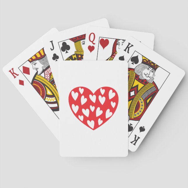 Jeu De Cartes Grand coeur rouge avec peu de coeur (dos)