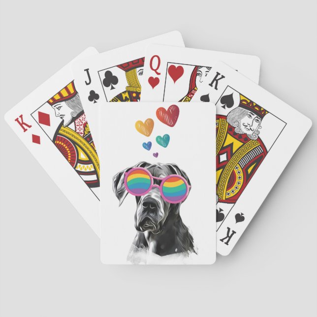 Jeu De Cartes Grand Danois avec coeurs Saint-Valentin  (dos)