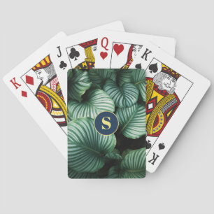 Jeu De Cartes Grand Design Feuille Vert, Monogramme Jaune