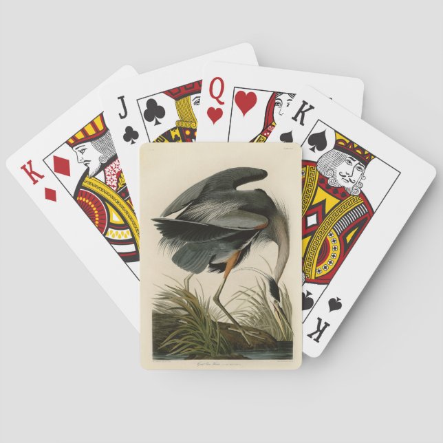 Jeu De Cartes Grand Héron bleu d'Audubon Marais Oiseau (dos)