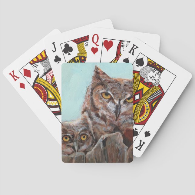 Jeu De Cartes Grand hibou à cornes et poussin (dos)