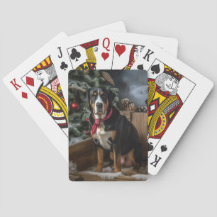 Jeu De Cartes Grand Noël Chariot de Montagne Suisse enneigé 
