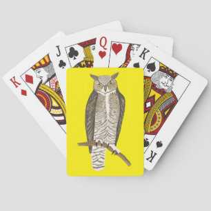 Jeu De Cartes Grande Chouette à cornes Illustré Oiseau de glace