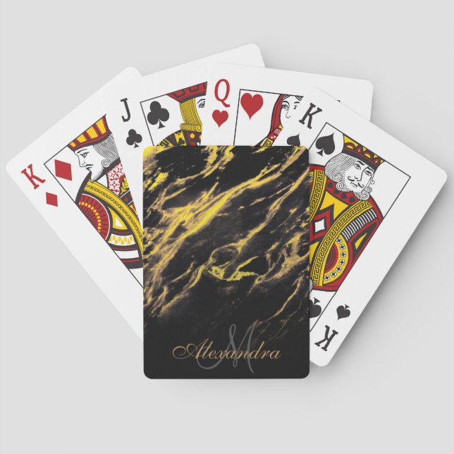 Jeu De Cartes Granite noir et doré (dos)