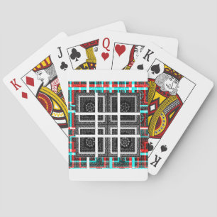 Jeu De Cartes Graphisme chic à carreaux noir, blanc et rouge