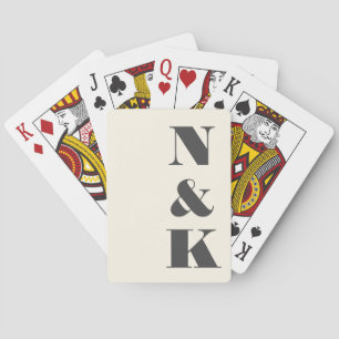 Jeu De Cartes Gras Moderne Monogramme Initiales Mariage de crème