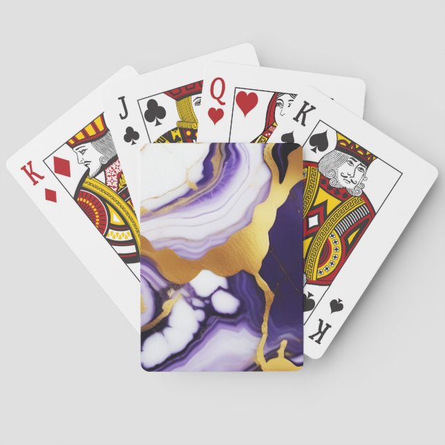Jeu De Cartes Gras Trendy violet jaune or faux marbre (dos)