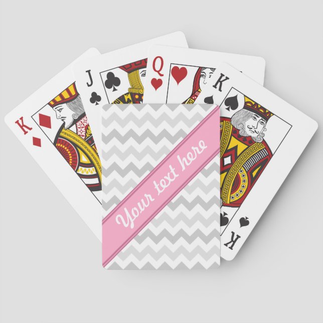 Jeu De Cartes Gray Chevron Rose (dos)