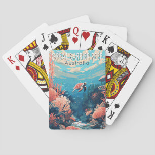 Jeu De Cartes Great Barrie Reef Australie Travel Art Vintage