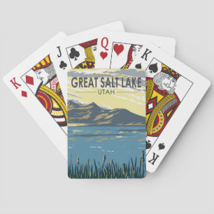 Jeu De Cartes Great Salt Lake Utah Travel Art Vintage