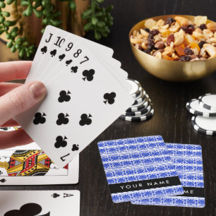 Jeu De Cartes Grec Fret Arabesque Bleu, Votre Nom, Personnaliser