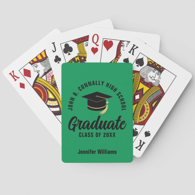Jeu De Cartes Green Black Graduate Custom Graduation (dos)