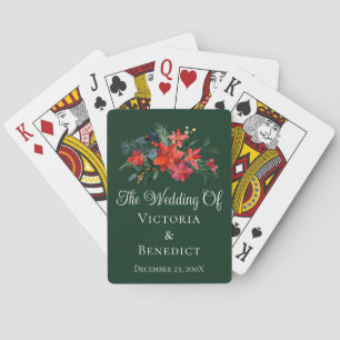 Jeu De Cartes Green Christmas Poinsettia Floral Wedding Favorise