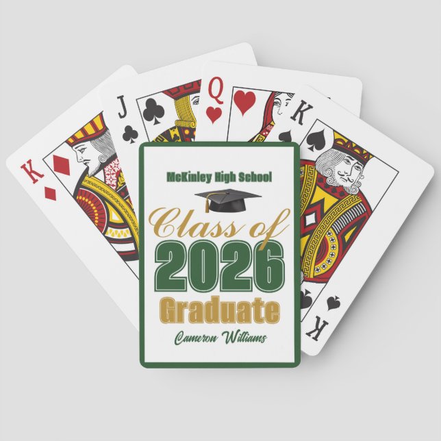 Jeu De Cartes Green Gold Class of 2026 Custom Graduation Party (dos)