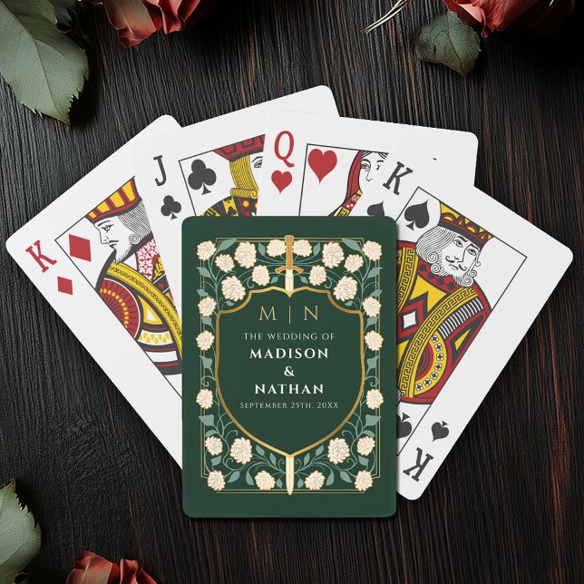Jeu De Cartes Green Royal Sword Bouclier de mariage Favoriser (Créateur téléchargé)