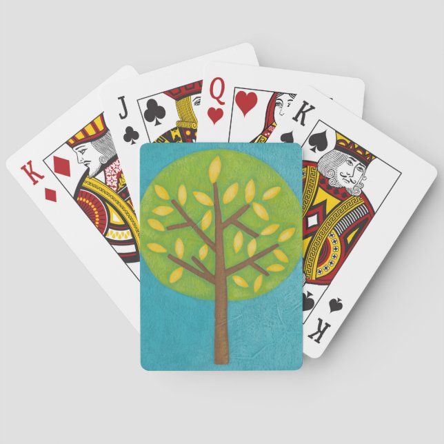 Jeu De Cartes Green Tree with Yellow Leaves by Chariklia Zarris (dos)