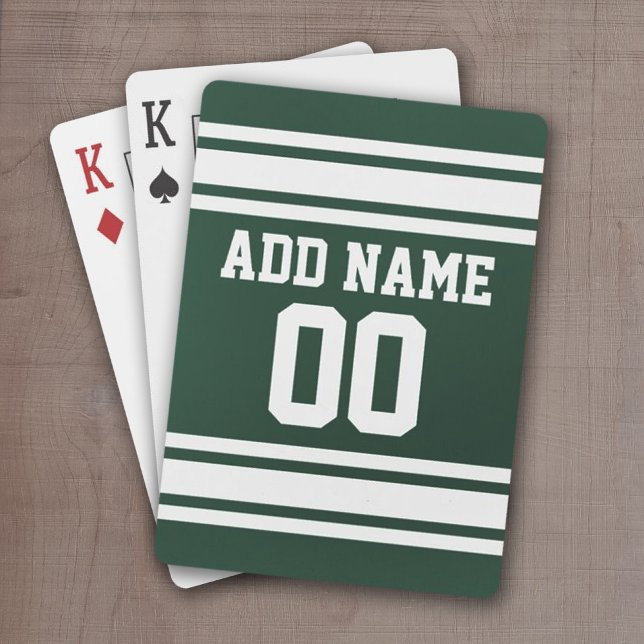 Jeu De Cartes Green White Football Jersey Nom personnalisé Numér (Football Jersey personalized playing cards)