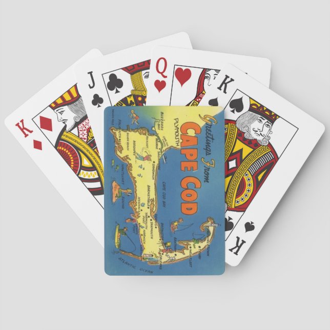 Jeu De Cartes Greetings From Cape Cod Map Ploaying Cards (dos)