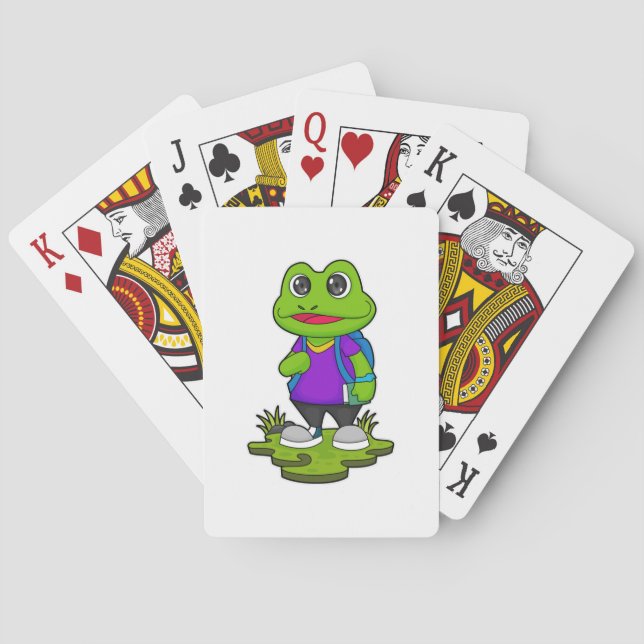 Jeu De Cartes Grenouille comme randonneur avec sac à dos (dos)