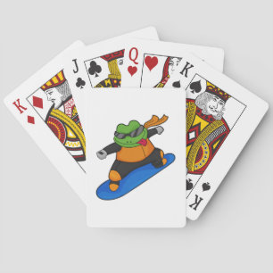 Jeu De Cartes Grenouille en snowobarder avec snowboard