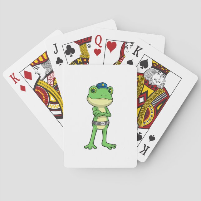 Jeu De Cartes Grenouille en tant qu'agent de police avec casquet (dos)