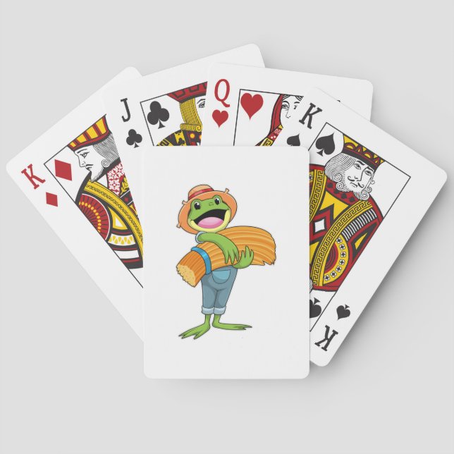 Jeu De Cartes Grenouille en tant que fermier avec paille (dos)