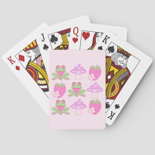 Jeu De Cartes Grenouille Kawaii, champignon et fraise (dos)