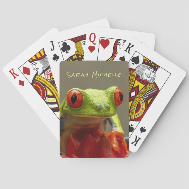 Jeu De Cartes Grenouille tropicale à nom long personnalisé (dos)