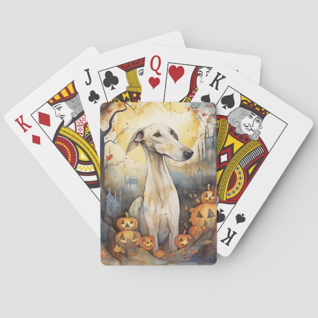 Jeu De Cartes Greyhound d'Halloween avec citrouilles effrayant (dos)