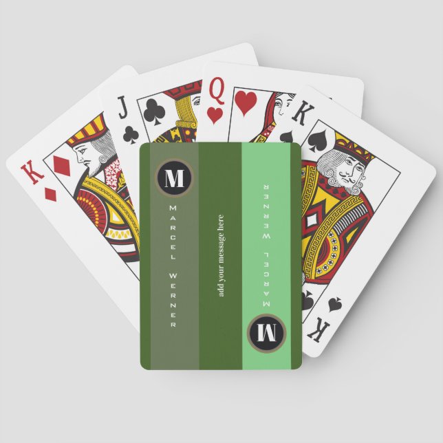 Jeu De Cartes Grilles vert moderne Monogramme (dos)