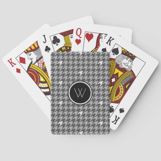 Jeu De Cartes Gris avec Accent Argent Houndstooth Jouer des cart (dos)