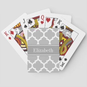 Jeu De Cartes Gris Blanc Marocain #5 gris foncé Nom Monogramme