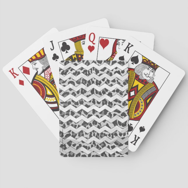 Jeu De Cartes Gris léopard Chevron et gris clair (dos)