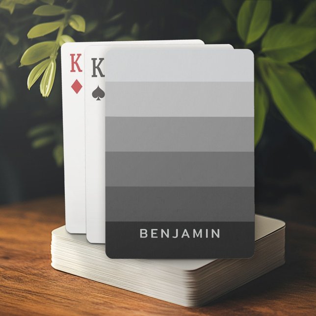 Jeu De Cartes Gris rétro avec nom Simple Sans Serif (Custom Poker Playing Cards)