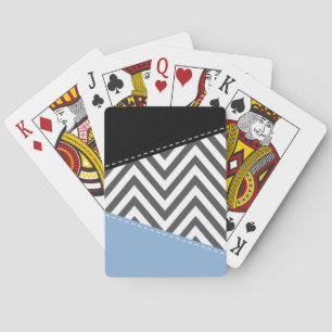 Jeu De Cartes Gris Zigzag, Gris Chevron, Motif Zigzag, Bleu
