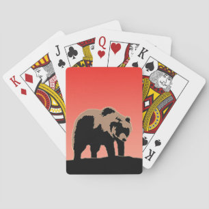 Jeu De Cartes Grizzly Bear au coucher du soleil - Art original d