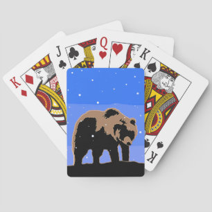 Jeu De Cartes Grizzly Bear en hiver - Art original de la faune