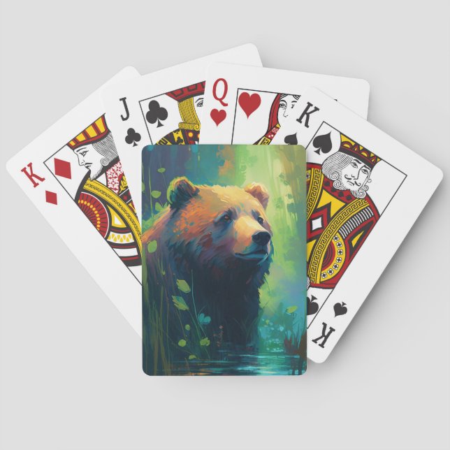 Jeu De Cartes Grizzly Oear Animal Portrait Peinture Faune Art (dos)