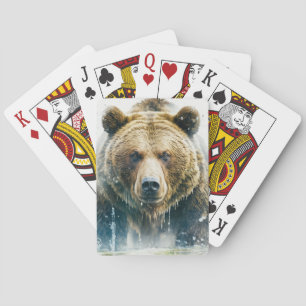 Jeu De Cartes Grizzly Oear Portrait Animal Peinture Faune Art