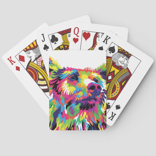Jeu De Cartes Grizzly ours pop art coloré (dos)
