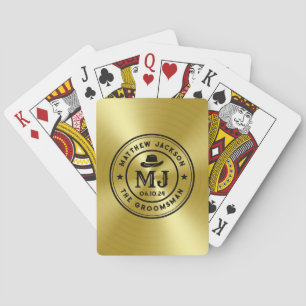 Jeu De Cartes Groomsmans Western Cowboy Vintage Gold Monogram