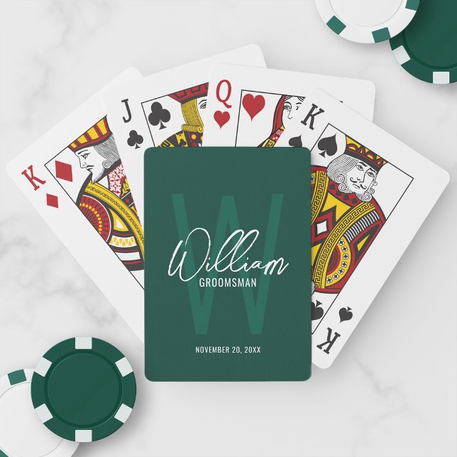 Jeu De Cartes Groomsmen de script personnalisé Monogramme&Nom (Créateur téléchargé)