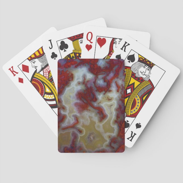 Jeu De Cartes Gros plan sur une dalle d'agate mousse rouge (dos)