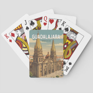 Jeu De Cartes Guadalajara Mexique Illustration Voyage Art Vintag