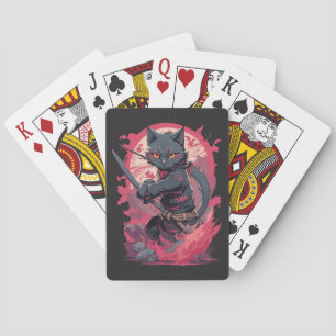 Jeu De Cartes Guerrier Chat Ninja Noir Splash Feu Mignon