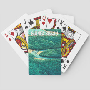 Jeu De Cartes Guinée Bissau Illustration Voyage Art Vintage