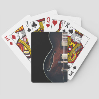 Jeu De Cartes Guitare Électrique Sur Fond Noir