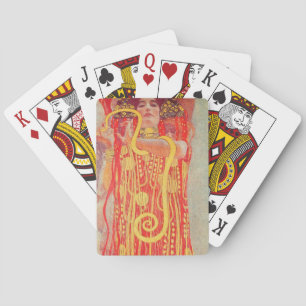 Jeu De Cartes Gustav Klimt Femme Rouge Peinture Serpent Or