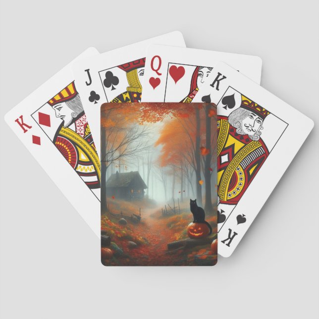 Jeu De Cartes Halloween/Automne/Automne/citrouille/chat (dos)